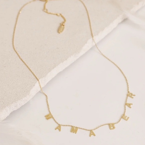 Serafina for Anthropologie “Mama Bear” Necklace | 14k Gold Plated Necklace - Picture 1 of 6